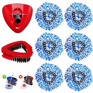 8-Pack Reusable Mop Head Replacement for O Cedar RinseClean 2-Tank System, Microfiber Spin Mop Refills Compatible with Vileda 2-in-1 Turbo Triangle (Blue)