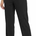 Women's Joggers Pants with Zipper Pockets, Lightweight Elastic Waist Sweatpants Straight Leg Workout Sports Pants (Black)