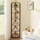 MNEETRUNG 71" Corner Shelf,6 Tier Industrial Corner Bookshelf, Freestanding Shelf Stand for Small Space,Home Office,Living Room,Bedroom,Brown