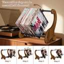 Vinyl Record Storage Premium Wooden Record Holder & Album Crate, Holds 60+ Records, Desktop Display Stand for Vinyl Lovers