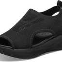 Women Walking Sandals Arch Support Orthotic Comfortable Plantar Fasciitis Non-slip Casual Open Toe Sport Sandals for Athletic Summer Beach (8, Black)