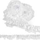 12.5 Yards Ruffle Organza White Lace Trim 2 Layer Pleated Satin Lace Ribbon 4.7cm Laces Edge Ruffle Trim for Sewing Clothes Dress Home Decor Wedding