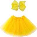 Jastore Girls Layered Stars Sequins Tutu Skirt Princess Ballet Dance Dress for 2-8 Years (One Size, Yellow)