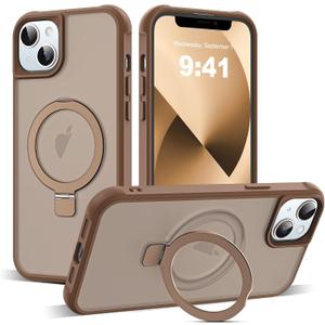 SKYLMW Compatible with iPhone 13/14 Case with Stand,Desert Brown