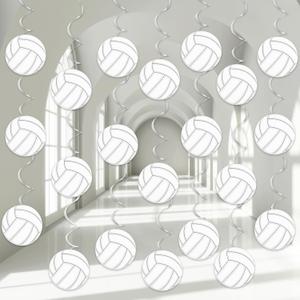 60pcs Volleyball Party Decorations Volleyball Value Foil Swirl Ceiling Hanging Decor Volleyball Sports Cutouts Party Supplies for Sports Birthday Baby Shower Party Favor Indoor Home Office Decor