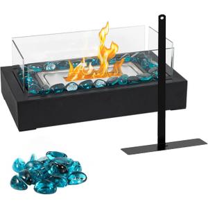 Tabletop Fire Pit Indoor Outdoor - Upgraded Safer Stainless Steel Small Table Fireplace with Stones for Dinner Parties, Smores Maker Portable Mini Table Top Firepit - Housewarming Gift