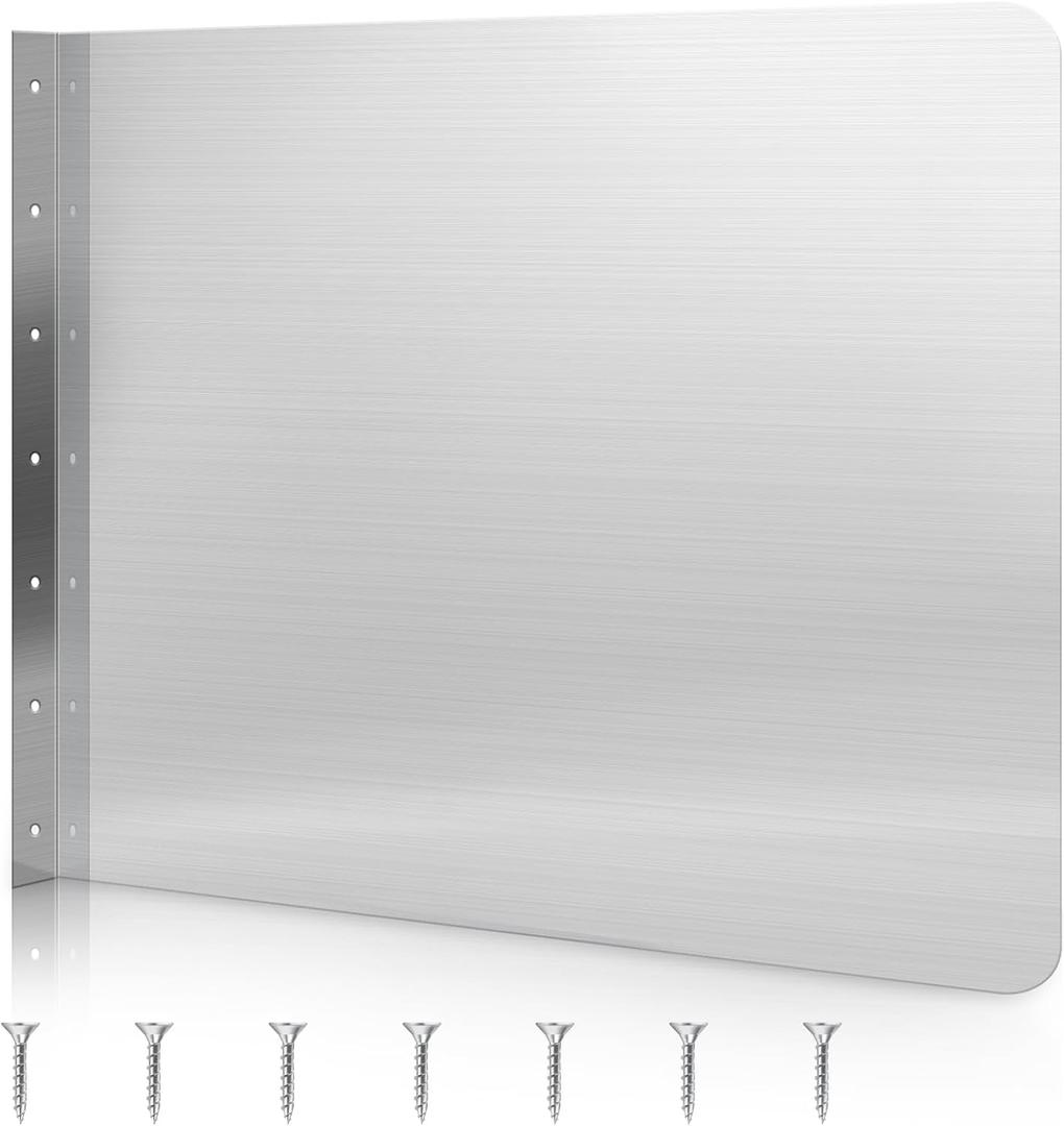 Amylove 26 x 20 Inch Stainless Steel Splash Guard Stainless Steel Wall Mount Guard with Screws Screws for Bathroom Sink Side Sink Splash Prep Sinks Protector for Commercial Kitchen Restaurant