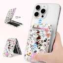 Jusy Phone Card Holder,Magnetic Phone Wallet Stand Adjustable Leather, Cute Pattern Wallet for Women Girls - Retro Flower