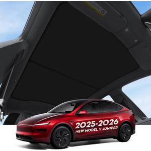 Roof Sunshade for Tesla Model Y Juniper 2026, Upgraded [Sag-Free] Sunroof Shade Roof Sun Shades for New Model Y Juniper Accessories [Heat Insulation/Reflection] 16Pcs Clips(Black)
