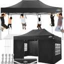 COBIZI 10x15 Pop up Canopy Tent 10x15 Canopy with 4 Sidewalls Waterproof Heavy Duty Commercial for Parties Outdoor Garden Gazebo Tent, Carry Bag(10x15ft, Black)