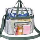 MAY TREE Clear Bag for Stadium Events 12612 Clear Tote Lunch Bag with Reinforced Straps for Work, Sporting Events and Gym, Green