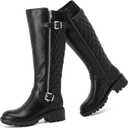 Ruiee Knee High Boots for Women Classic Comfort Riding Combat Boot Round Toe Side Zipper Long Tall Fall Winter Womens Boots. (8.5, Black Pu 267)