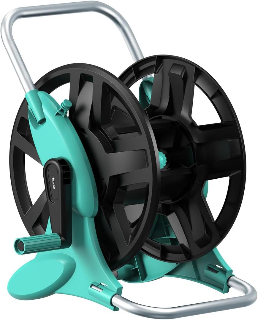 Garden Hose Reel Cart,Hose Holder Up to 50-100 Feet of 5/8" Hose,Wall Mounted Water Hose Reel,Portable Hose Reels for Outside Car Washing, Watering