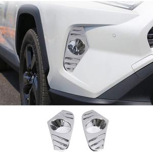 ERIDANUS Auto Accessories Fit for RAV4 2024 2023 2022 2021 2020 2019 Front Fog Light Lamp Cover Trim Decor (Chrome Silver) ABS 2 PCS