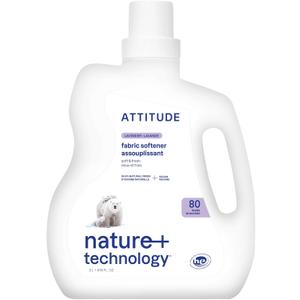 ATTITUDE Liquid Fabric Softener, Plant-Based & Vegan, HE Compatible, Naturally Derived, Lavender Scent, 80 Loads, 67.6 Fl Oz