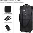 42.8 Inch Expandable Large Rolling Duffle Bag with Wheels (Black), 42.8 x 20x 11 inch