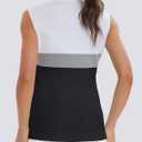 Womens Golf Shirt V Neck Sleeveless Polo Shirts Athletic Tennis Tank Tops Moisture Wicking Lightweight Sports Top (Large, Z_white_ Light Gray_ Black)