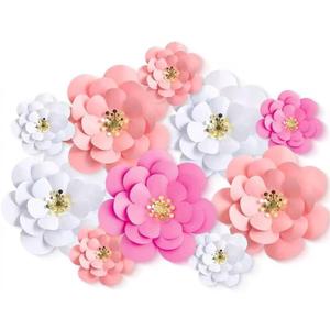 10 Set Mexican Paper Flowers Decorations for Wall DIY Fiesta Bulletin Board 3D Handcrafted Paper Flowers Backdrop Decoration for Mexican and Holiday Party (Pink White)
