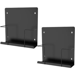 Vinyl Storage Display Holder 2 Pack, 12.9 in Wall Mount Vinyl Record Shelf, Fits 30 LPs Solid Steel Wall Mount and Record Display, Black