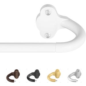 TVWOO White Wrap Around Curtain Rods:5/8" Small Blackout Adjustable Window Curtain Rod for Bedroom Kitchen Apartment Renter Friendly, Room Darkening Curved Drapery Rods Easy Install, Pure White 28-60"