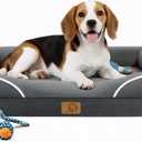 Homemate Dog Bed Medium Size Dog 28x23 inch with Orthopedic Foam Waterproof Outdoor Pet Cat Bed Sofa Supplies with Toy Dogs Crate Pad Couch with Removable Washable Cover & Non-Slip Botton Dark Grey (28.0"Lx23.0"Wx6.5"H)