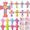 48 Set Religious Valentines Craft Kit DIY Christian Cross Crafts Sticker Romantic Make Your Own Jesus Ornament for Valentines Day VBS Art Project Home Party Activity