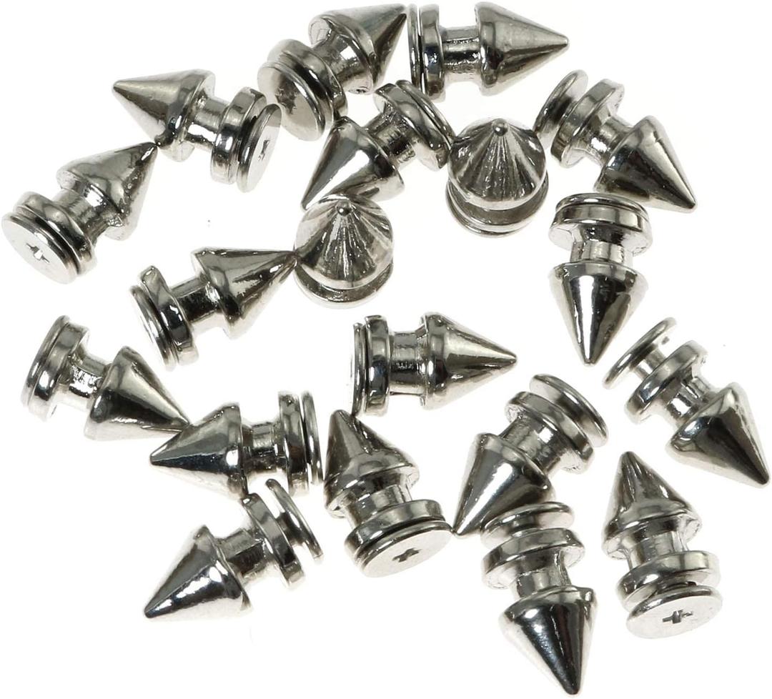 TAODAN 20Set Metal Spikes Studs Screwback Mushroom Tree Rivets Silver Cone Stud for DIY Leather Craft Punk Bags Shoes Garment Leathercraft Decoration 8x12mm