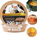 Ninja Power XL Gourmia Air Fryer Disposable Paper Liners - 200pcs, 9 Inch Round Parchment Liners for 4/5/6 qt Air Fryers, Baking Paper for Oven & Microwave