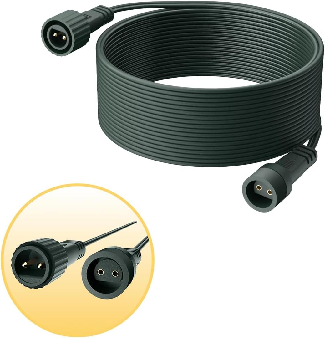 Extension Cords for String Lights Inflatable Decorations, 2 Pin 32.8FT Outdoor Extension Cable Waterproof for Class2 Power Adapter Solar Pannel Holiday Dark Green