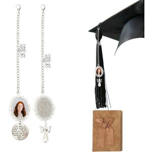 2pcs Graduation Cap Photo Charms 2025, 2 Styles Antique Graduation Cap Memorial Photo Charm Creative Tassel Personalized Custom Decoration Gifts