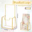 2 Pcs Gold Glass Brochure Holder Stand, 4 Inch Wide Trifold Handouts Countertop Clear Literature Pamphlet Flyer Holder brochure display stand for Magazine Booklets Menu Journals