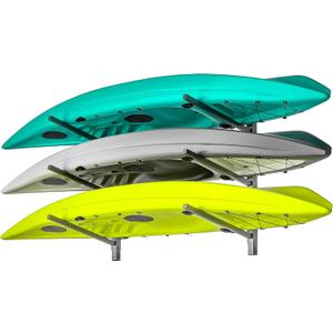 EVERHANGER Wall Mounted Kayak Storage Rack, Adjustable Kayak Holder, Heavy Duty Canoe Rack, Indoor & Outdoor Use, 3 level