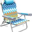 SUNNYFEEL Extra Wide 28" Low Beach Chair 5 Position Lay Flat, XL Oversized Portable Folding Camping Chairs with Cup Holder for Outdoor/Trip, Lightweight Foldable Backpack Beach Chair for Adults