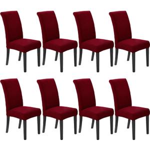 Howhic Stretch Chair Covers for Dining Room Set of 8, Removable Washable Dining Room Chair Covers, Dining Chair Slipcovers Seat Protector, Great Decor for Home and Banquet (Red Dahlia, 8 Pack)