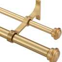 Warm Gold Double Window Rods - 36-72", "Adjustable Dual Curtain Rods with End Cap Finials