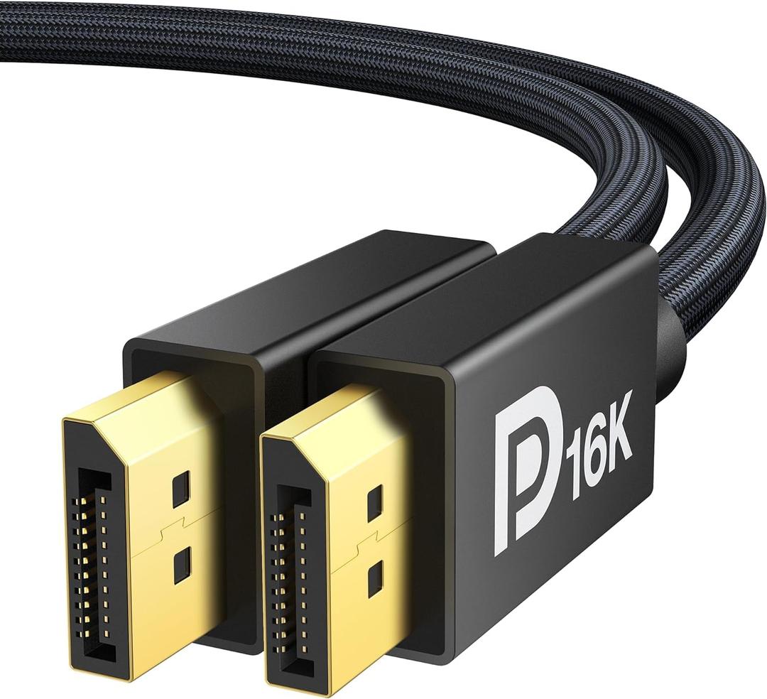 IVANKY 80Gbps Displayport Cable 2.1, 16K DP Cord [16K@60Hz,8K@120Hz,4K@240Hz], Display Port 2.1 Cable Support HDR10, HDCP, DSC 1.2a, for 5090,7900Graphics/PC/TV/Gaming Monitor, 6.6FT (Black)