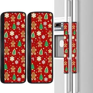 YGPARK Gingerbread Man Refrigerator Door Handle Covers Set of 2, Neoprene Fridge Door Handle Covers Washable Non-Slip Protector for Fridge Dishwasher Appliance Handle Covers, Keep Your Kitchen Clean