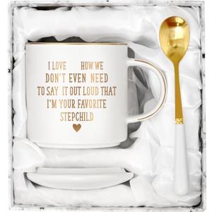 Cabtnca Step Mom Mothers Day Christmas Gifts, Im Your Favorite Stepchild, Bonus Mom Mug Coffee Cup, Birthday Gifts for Stepmom from Step Daughter, 12Oz (White)