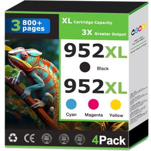 952XL Ink Cartridges Compatible for HP 952 Ink Cartridges Combo Pack Work with HP Printer OfficeJet Pro 8710 7740 8702 8715 8720 7720 8730 Printer Ink Black Color Cyan Magenta Yellow 952 Ink (4 Pack)