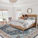 TOPRUUG Washable Oriental Area Rug - 10x12 Rugs for Living Room Soft Carpet for Bedroom Waterproof Floral Distressed Indoor Stain Resistant Non-Shedding Floor Carpets (Blue/Teal/Orange, 10x12)
