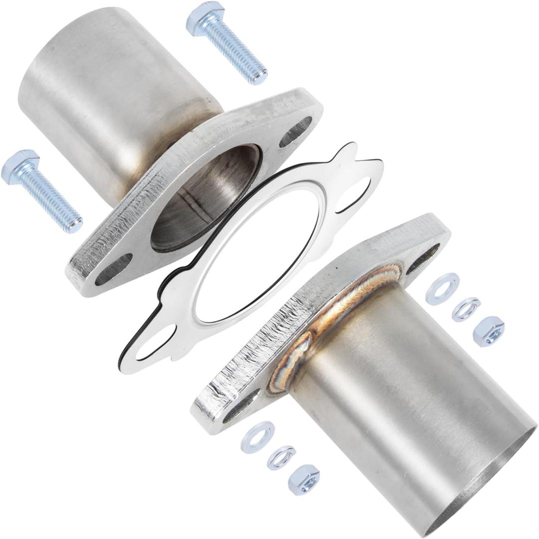 PTEROSAUR 2 Exhaust Flange,Exhaust Flange Repair Piping Kit,2 Bolt Gasket Quick Fix Pipe Repair,Stainless Steel Exhaust Flange Pipe (2", 6" long)