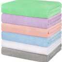 HOMEXCEL 6 Pack Bath Towel Set, (24 x 48 Inches) Microfiber Ultra Soft Highly Absorbent Bath Towels, Lightweight and Quick Drying Towels for Hotel, Bathroom, Spa and Beauty Parlor, Multicolor