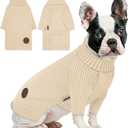 cyeollo Dog Sweater Turtleneck Knitted Sweaters with Long Sleeves Winter Dog Clothes Sweaters for Small Dogs Beige (Large)