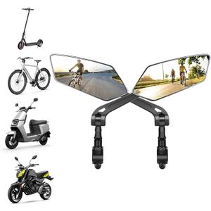 360° Rotatable Adjustable Bicycle Rearview Mirror, 2025 New Bike Mirror Handlebar Mount, Bicycle Mirrors for Handlebars, Wide Angle Bike Rear View Mirror for Motorcycle Scooter (1 Pair) 