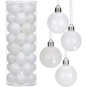 1.57" Pearl White Christmas Balls Ornaments 40 Pcs Shatterproof Christmas Ornaments Set Halloween Balls Ornaments White Ornament for Xmas Tree Holiday Party