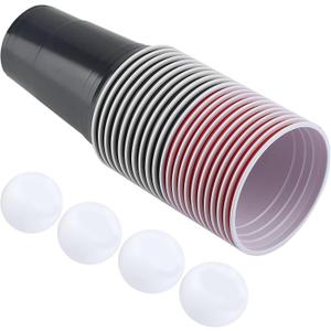 Beer Pong Drinking Game Set 22 Cups 4 Balls (red cups 11+black cups11+4balls)