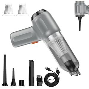 Fanisic Car Vacuum Handheld Vacuum Cleaner/Air Duster, 18000PA Strong Suction with Brushless Motor, Rechargeable Dust Buster/Hand Pump Low Noise for Car Detailing Home Office Cleaning (Greysilver)