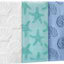 Moukeren 3 Pcs Coastal Hand Towels for Bathroom Ocean Beach Decorative Bath Towels 100% Cotton Jacquard 3D Sea Starfish Shells Absorbent for Summer Beach Theme Gifts Bathroom Decor 13.78 x 29.53 Inch