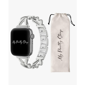 My Pretty Strap - Compatible Apple Watch Band Strap, Stainless Steel Fashion iWatch Replacement Strap- Easy Resizing, No Tool Needed, Fits Most Wrists- Series 1-11, SE and Ultra