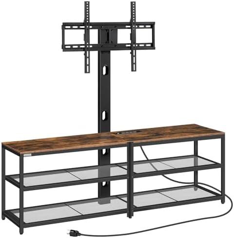 MAHANCRIS 59" TV Stand with Mount and 4 Power Outlets, Entertainment Center Media Console, Swivel TV Stand Mount up to 75 inch TVs, Height Adjustable, Metal Frame for Living Room, Bedroom TVHR35E01V